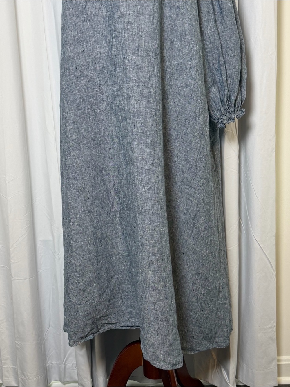 Lake Milly One Shoulder 100% Linen Midi Dress Medium Navy Oversized Pockets - Picture 6 of 12